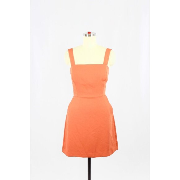 Aritzia WILFRED Ecoulement Rust Orange Basketweave Tie Back Mini Dress, Size 6 - Picture 1 of 16